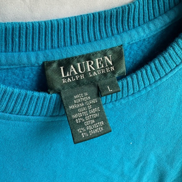 Lauren Ralph Lauren Blue Long Sleeve Pullover w/ Front Zipper Pouch Size L - Picture 3 of 3